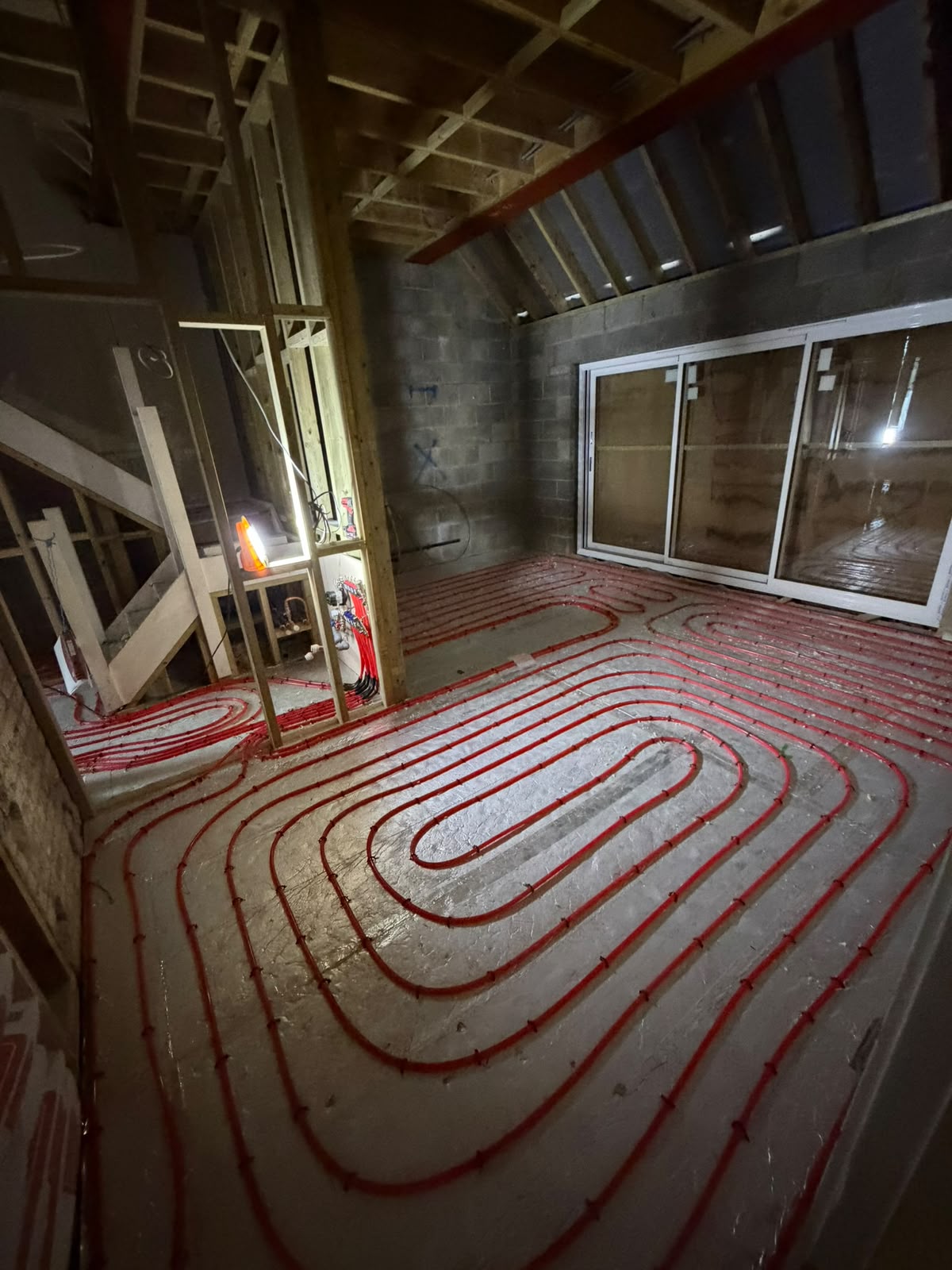 Underfloor heating installed throughout a new extension